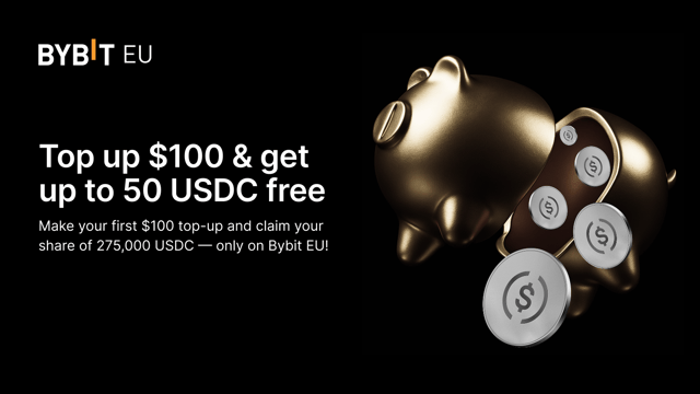 Get up to 50 USDC free on your first $100 top-up!
