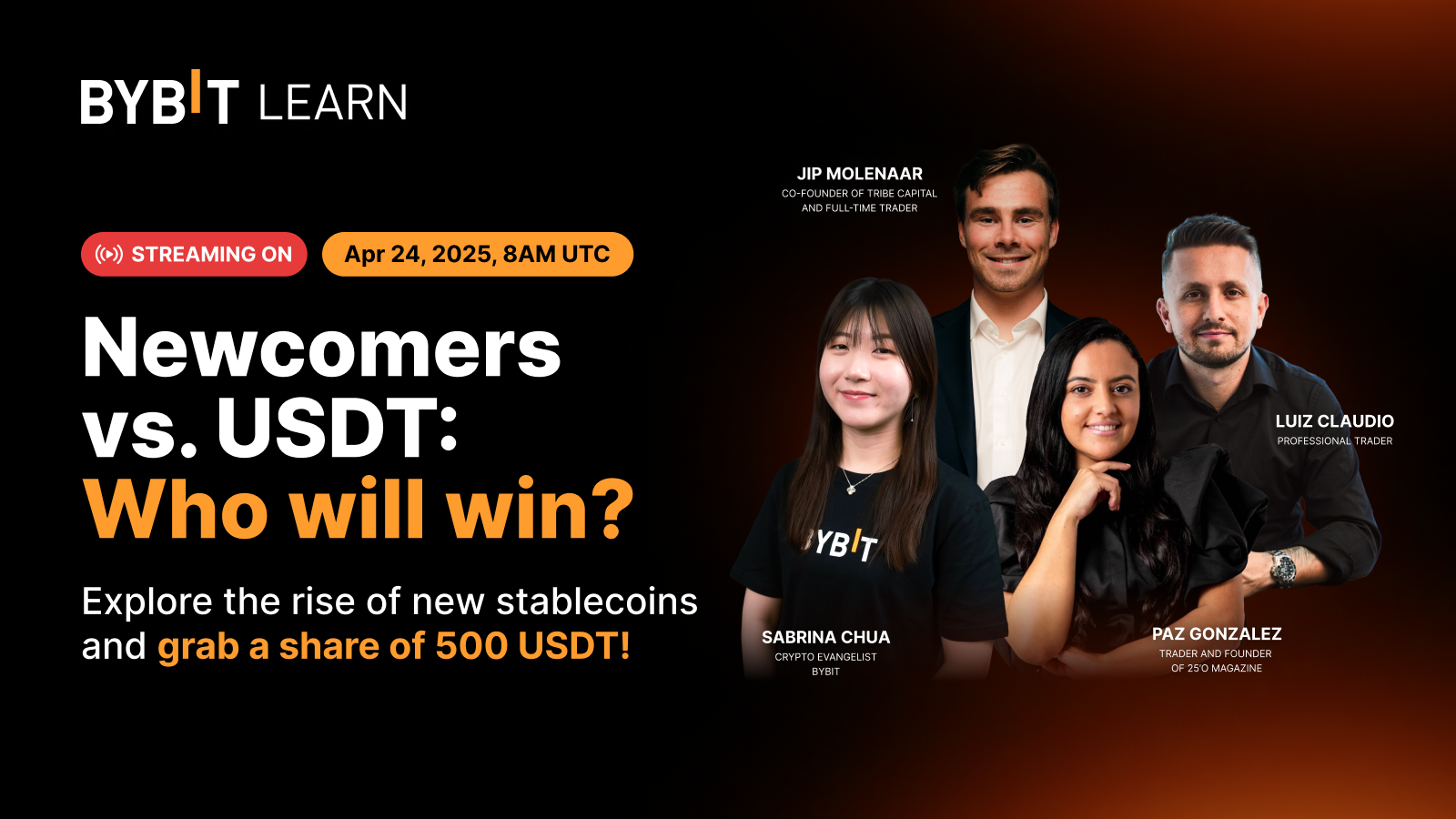 Bybit Announcement | Stablecoin showdown: Can the newcomers beat USDT? Tune  in and share 500 USDT!