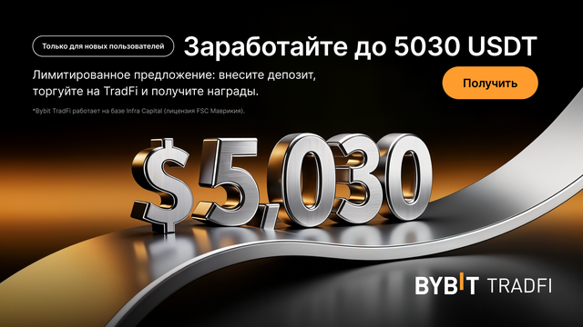 Только для новых пользователей: до 5030 USDT в бонусах TradFi