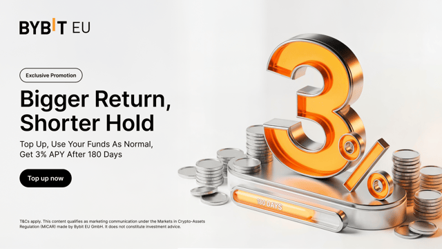 Bigger Return, Shorter Hold: Top Up, Use Funds As Normal, Get 3% APY After 180 Days