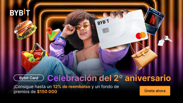 🎉 2º Aniversario de la Bybit Card: ¡Conseguí un 12% de reembolso, un fondo de premios de $150,000 y mucho más! 🎁