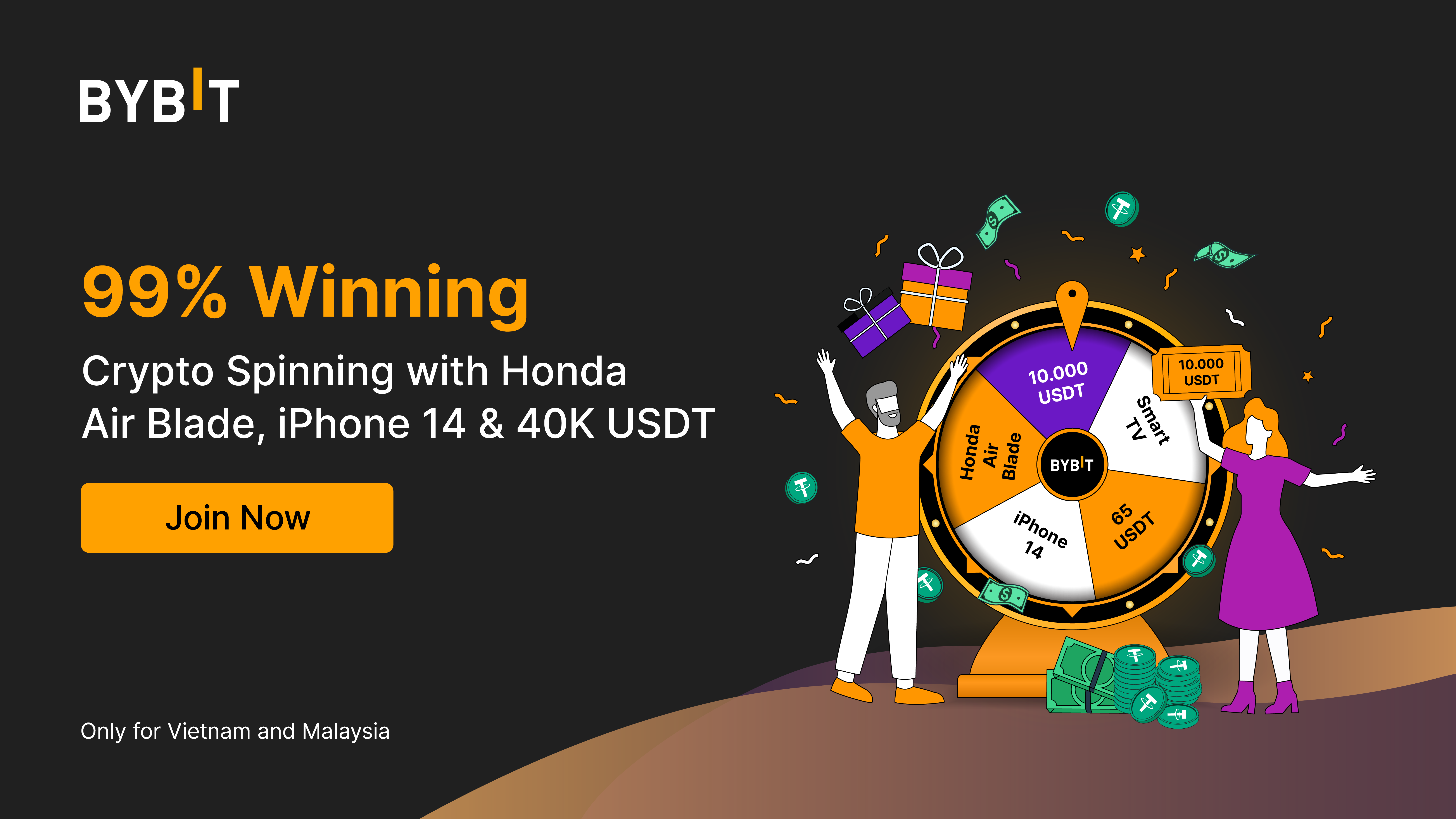 Bybit Announcement | 99% Winning: Crypto Spinning with iPhone 14, Honda  Motor and 30K USDT! (Exclusive for Vietnam and Malaysia)