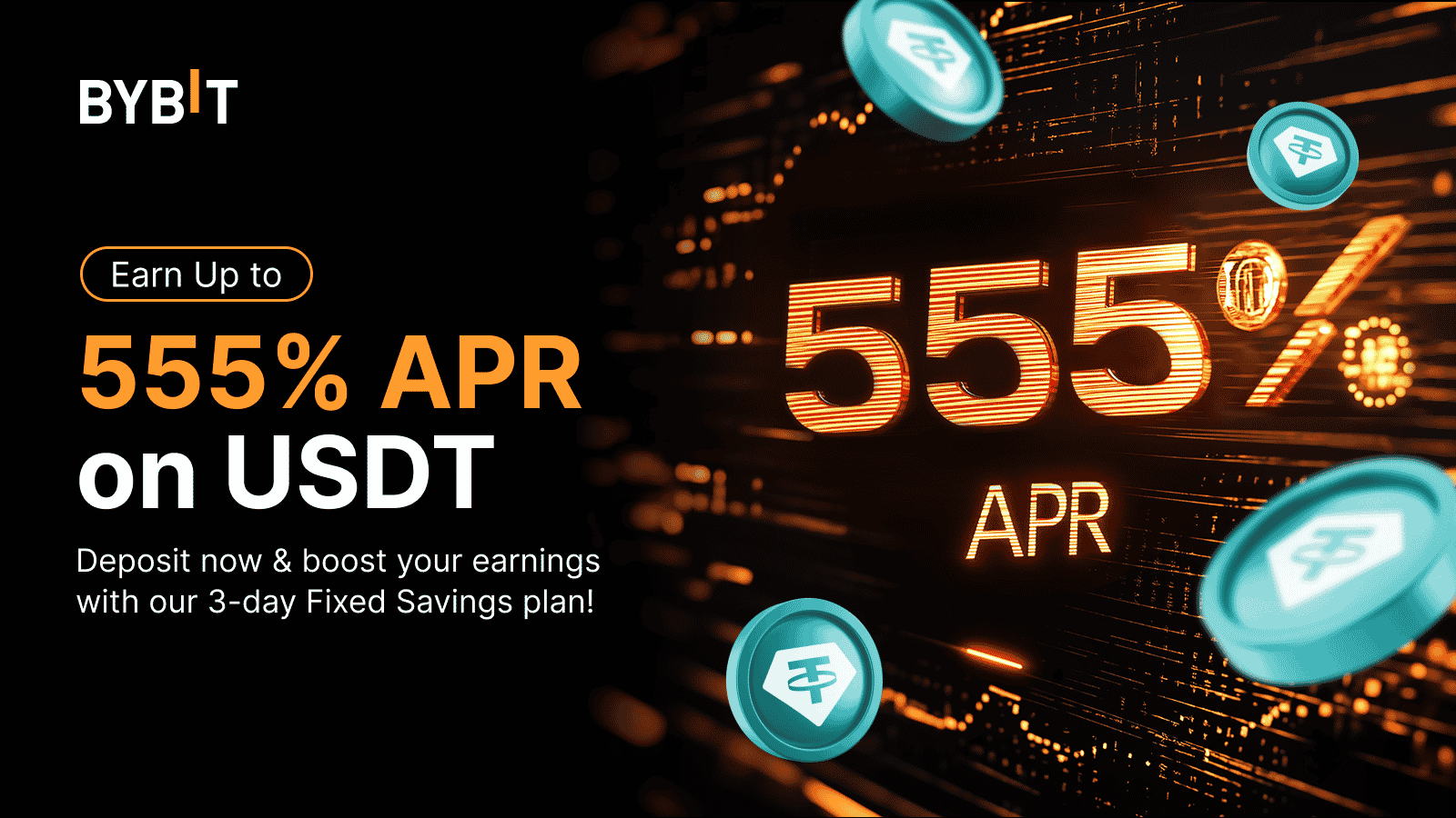 Bybit Announcement | New Users Exclusive: Earn Up to 555% APR for USDT and  Gain 5 USDT Airdrop Rewards!
