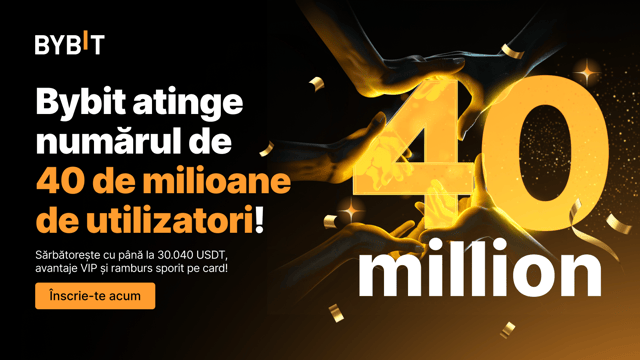 Bybit atinge 40 de milioane de utilizatori: sărbătorește cu până la 30.040 USDT în recompense și avantaje VIP!