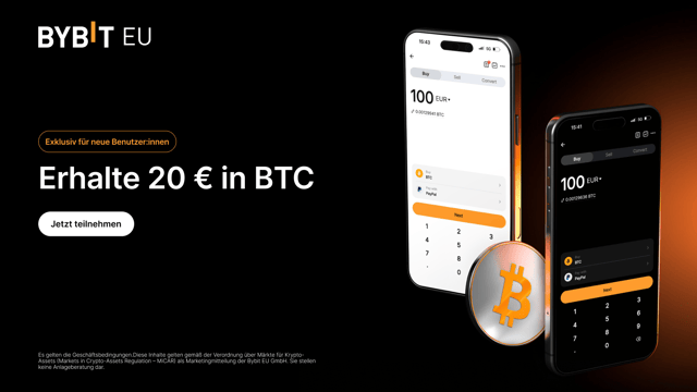 Bybit EU Willkommensprämie: BTC-Geschenk im Wert von 20 €