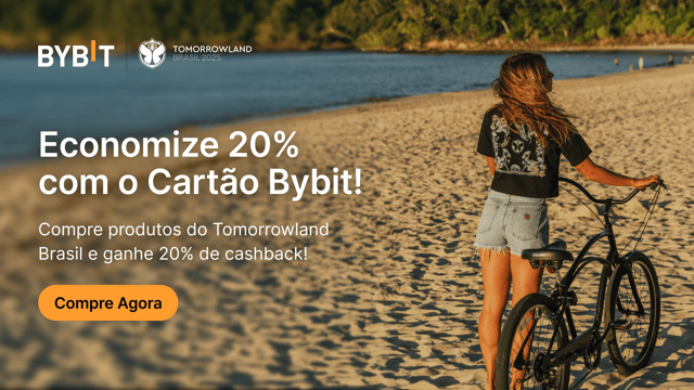 Ganhe 20% de cashback na loja do Tomorrowland Brasil com seu Cartão Bybit!
