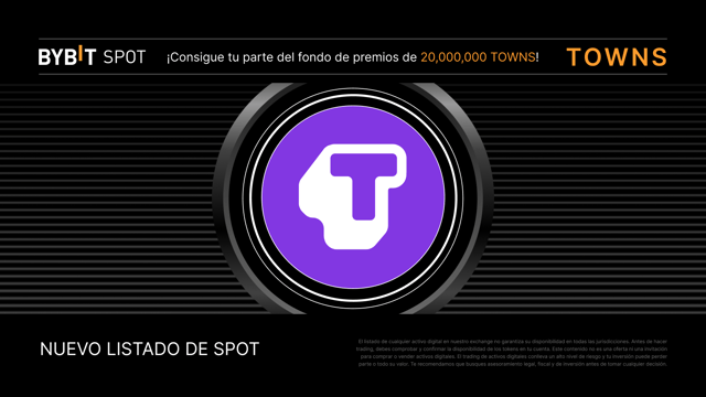 Nuevo listado: TOWNS/USDT y TOWNS/USDC — Obtén tu parte del fondo de premios de 20,000,000 TOWNS