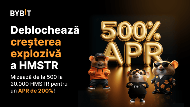 Deținătorii de HMSTR sărbătoresc: Câștigă până la 500% APR cu oferta exclusivă de la Bybit 🎁