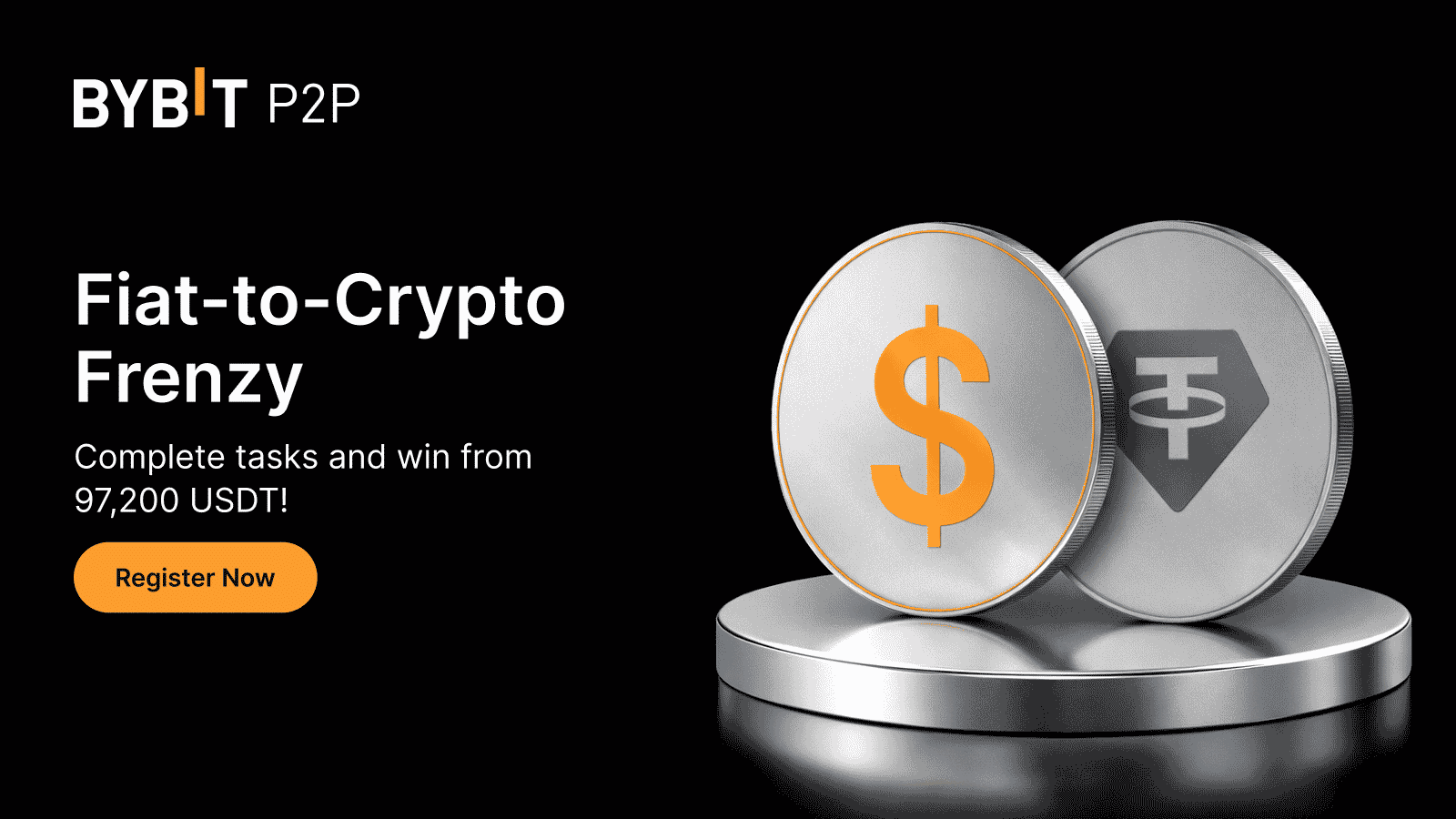 Bybit Announcement | [New user exclusive] Fiat-to-Crypto Frenzy: Complete  tasks and win your share of 97,200 USDT!