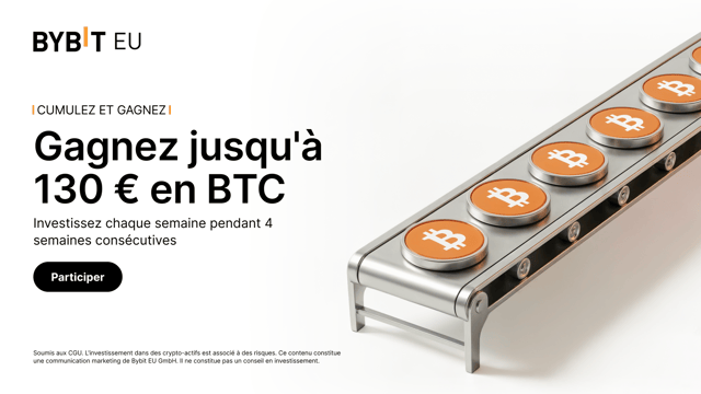 Recurring Buy : souscris à un abonnement hebdomadaire pendant 4 semaines consécutives et gagne jusqu'à 130 € en BTC