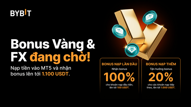 [Đã kết thúc] 💰 Mở khóa tiềm năng giao dịch Vàng và Forex trên Bybit và nhận bonus lên tới 1.100 USDT!
