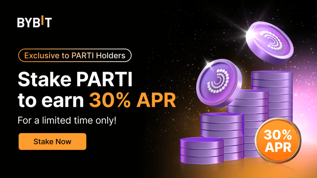 Join the PARTI party: Stake PARTI to enjoy 30% APR and share a 200,000 PARTI prize pool!