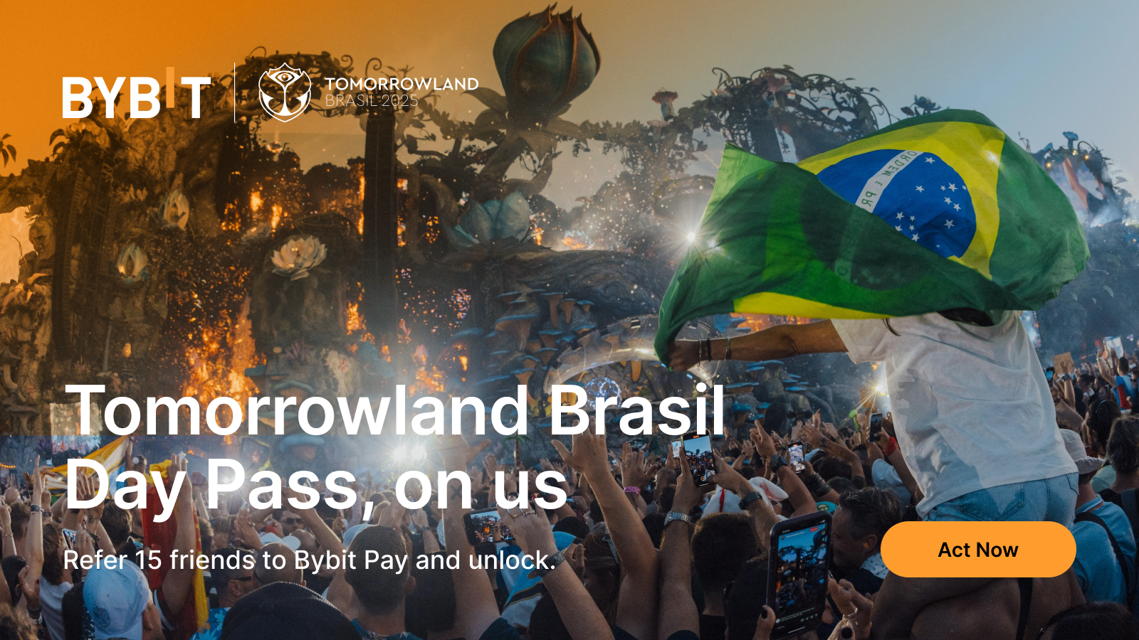 Share the magic: Refer your friends to Bybit Pay for a Tomorrowland Brasil Day Pass