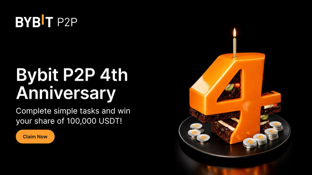 Bybit P2P 4th Anniversary: Celebrate and win your share of 100,000 USDT!