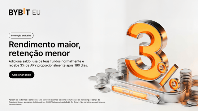 Rendimento maior, retenção menor: Adiciona saldo, usa os fundos normalmente e ganha 3% de APY, calculado proporcionalmente por um período de 180 dias.