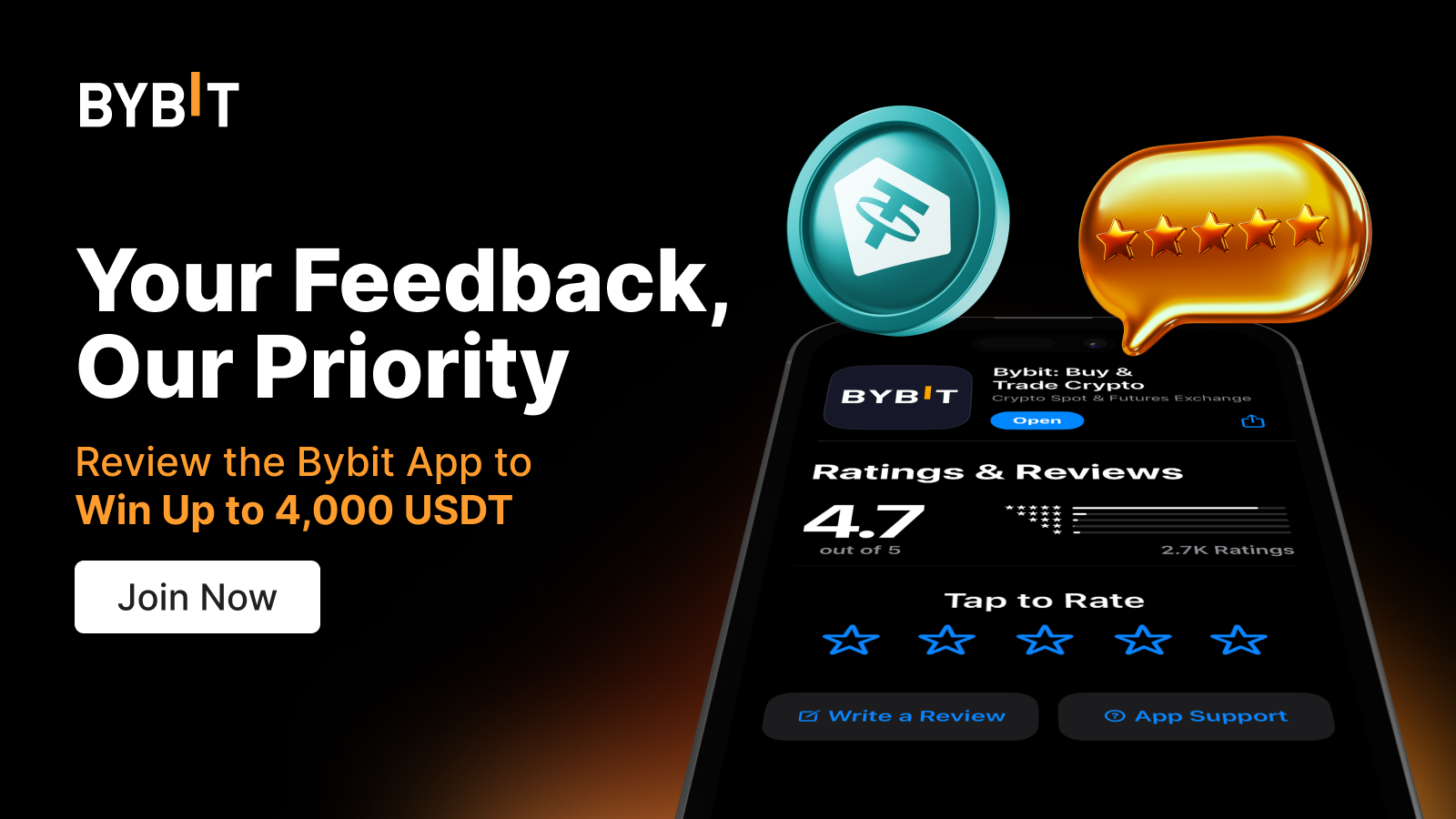 Bybit Announcement | Your Feedback Matters: Shape Bybit App, Win Up to  4,000 USDT!
