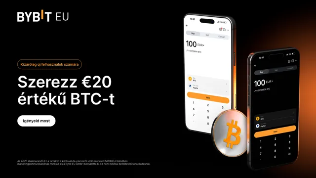 Üdvözlőjutalom a Bybit EU felületén: 20 EUR értékű BTC-ajándék