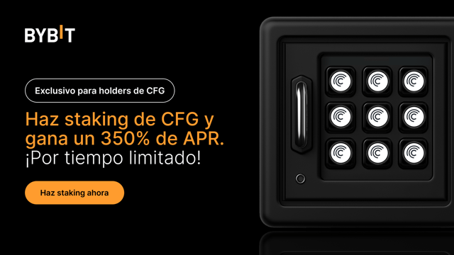 Únete a la fiesta CFG: haz staking de CFG para ganar un 350% de APR y llévate una parte del fondo de premios de 50,000 CFG.