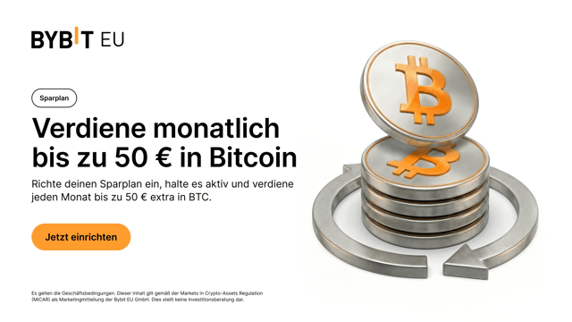 Sparplan: Verdiene monatlich bis zu 50 € extra in BTC