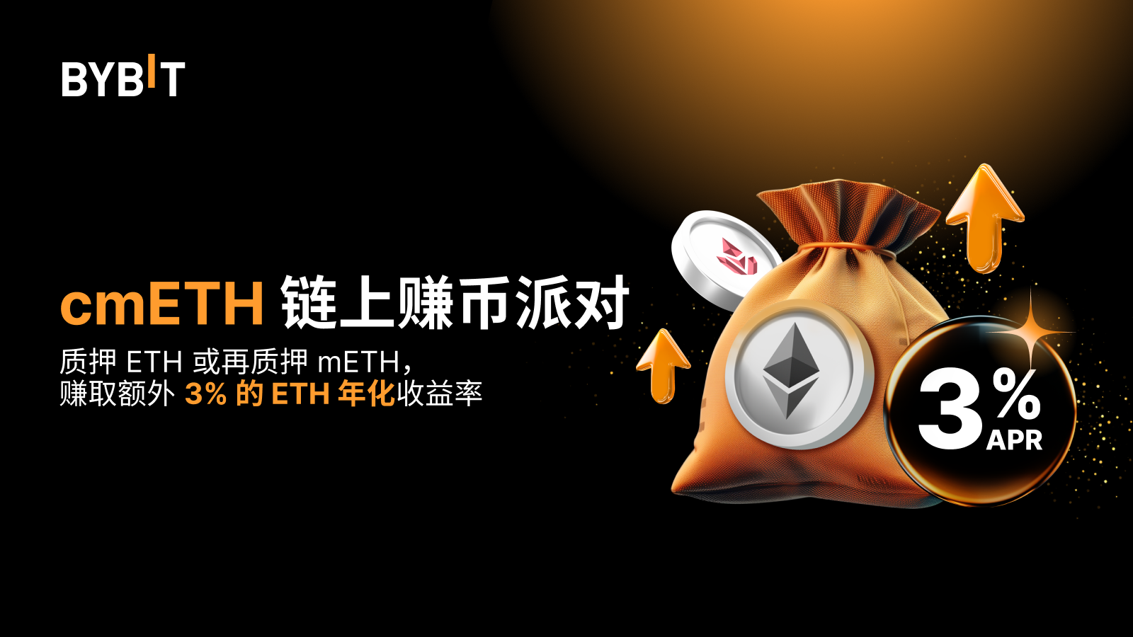 Bybit Announcement | cmETH 链上赚币派对：额外再享3% 的ETH 年化