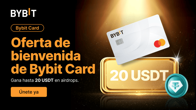 Oferta de bienvenida de Bybit Card: Gana hasta 20 USDT en airdrops.