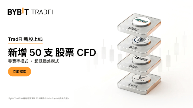 TradFi 股票上新：50 支股票 CFD 現已登陸 Bybit TradFi