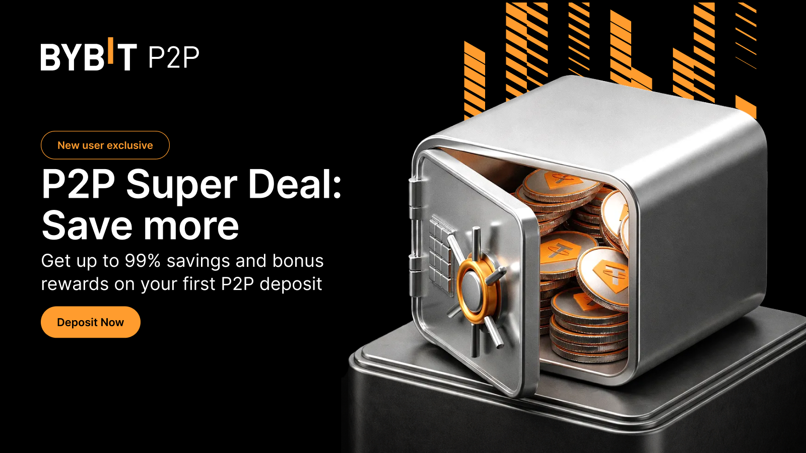 Bybit Announcement | [New user exclusive] P2P Super Deal: Unlock up to 99%  off & bonus rewards on your first P2P deposit!