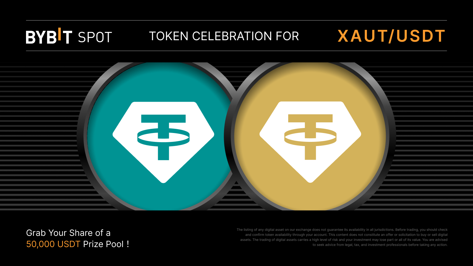 Bybit Announcement | Tether Gold (XAUT) Token Splash: Grab a share of the  50,000 USDT prize pool