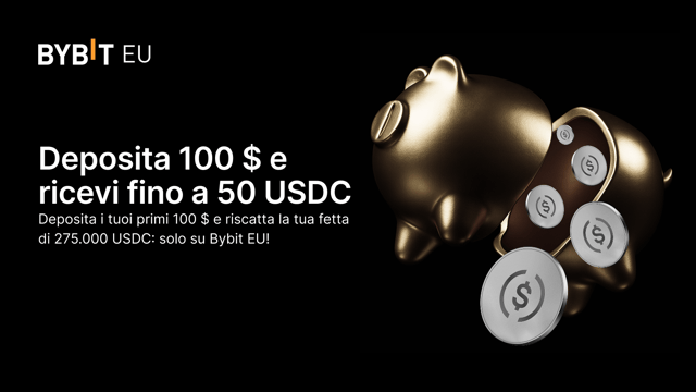 Ricevi fino a 50 USDC sui primi 100 $ che depositi!