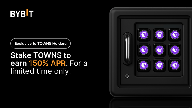 Join the TOWNS party: Stake TOWNS to earn 150% APR and share a 500,000 TOWNS prize pool!