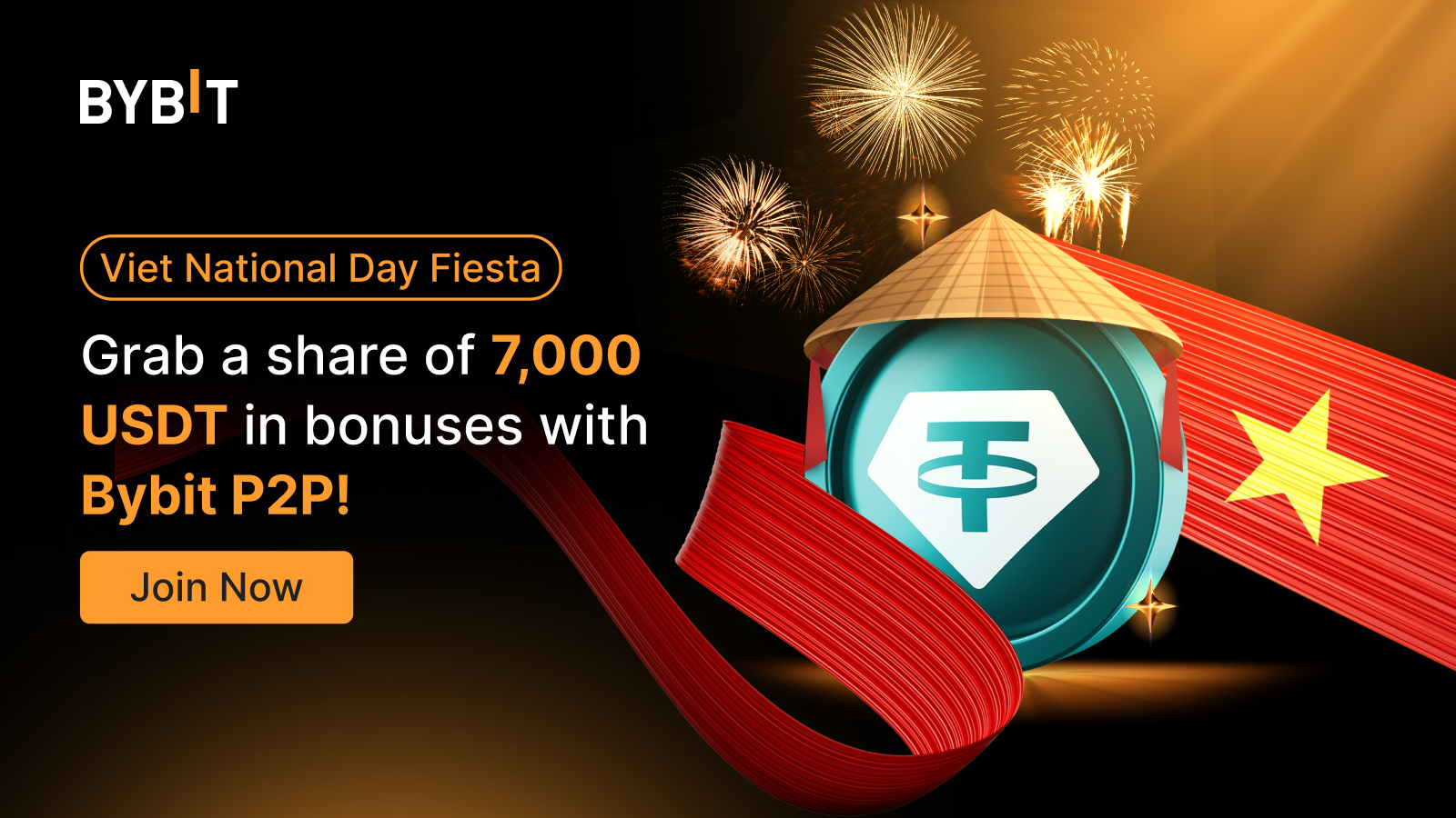 Bybit Announcement | [Vietnam Exclusive] Viet National Day Fiesta: Grab a  Share of 7,000 USDT in Bonuses With Bybit P2P!
