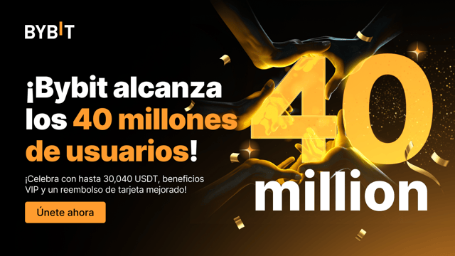 Bybit alcanza los 40 millones de usuarios: ¡Celebra con hasta 30,040 USDT en recompensas, beneficios VIP y un reembolso de tarjeta mejorado!