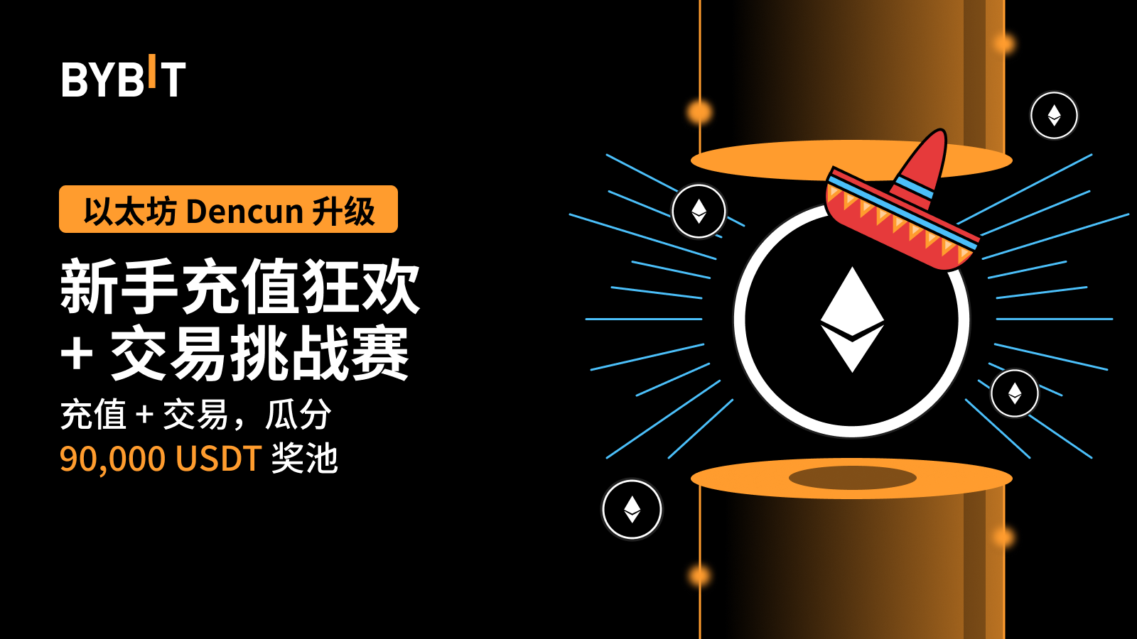 Bybit Announcement | 以太坊Dencun 升级：充值+ 交易，瓜分90,000 USDT 奖池
