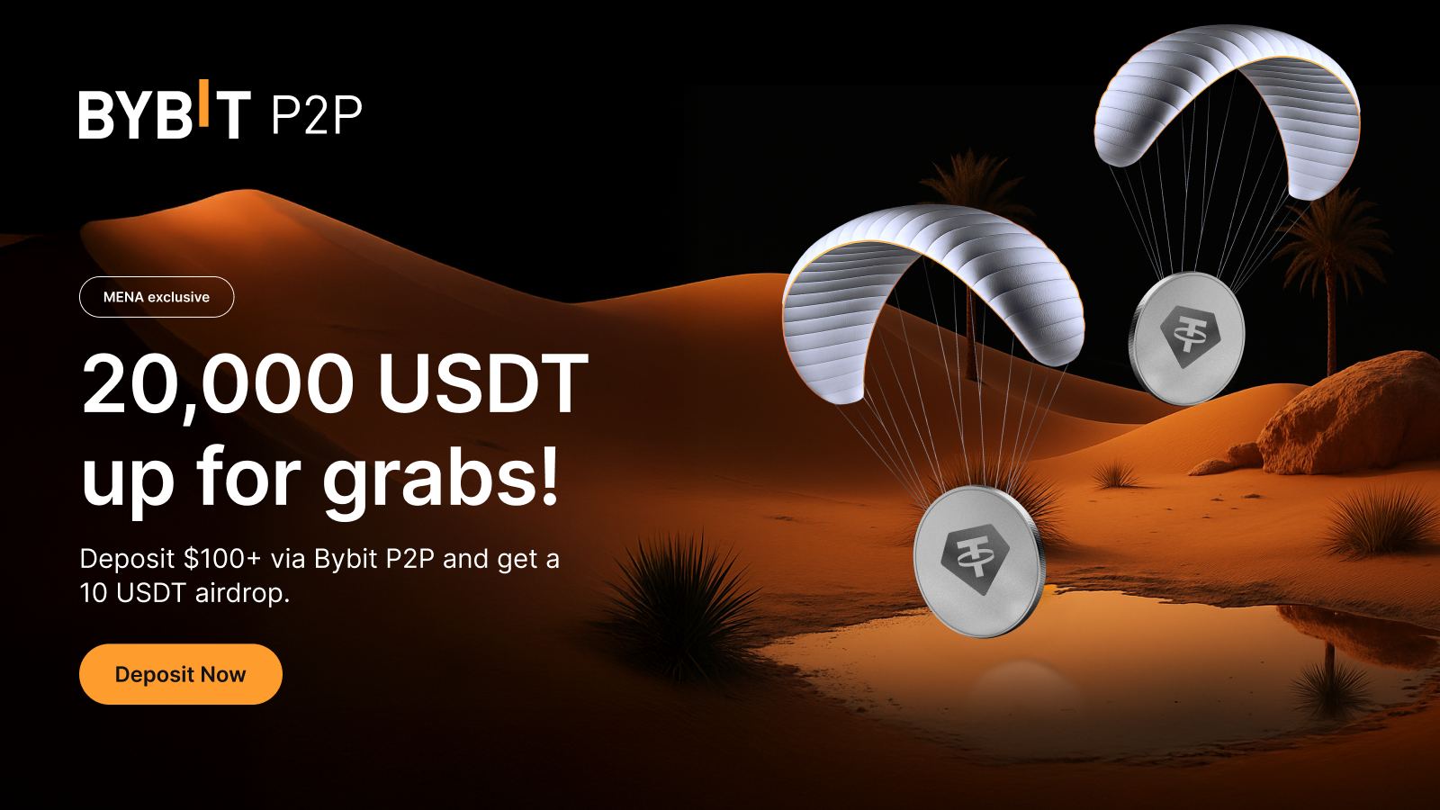 Bybit Announcement | [MENA exclusive] Buy crypto on Bybit P2P and win a  share of 20,000 USDT!