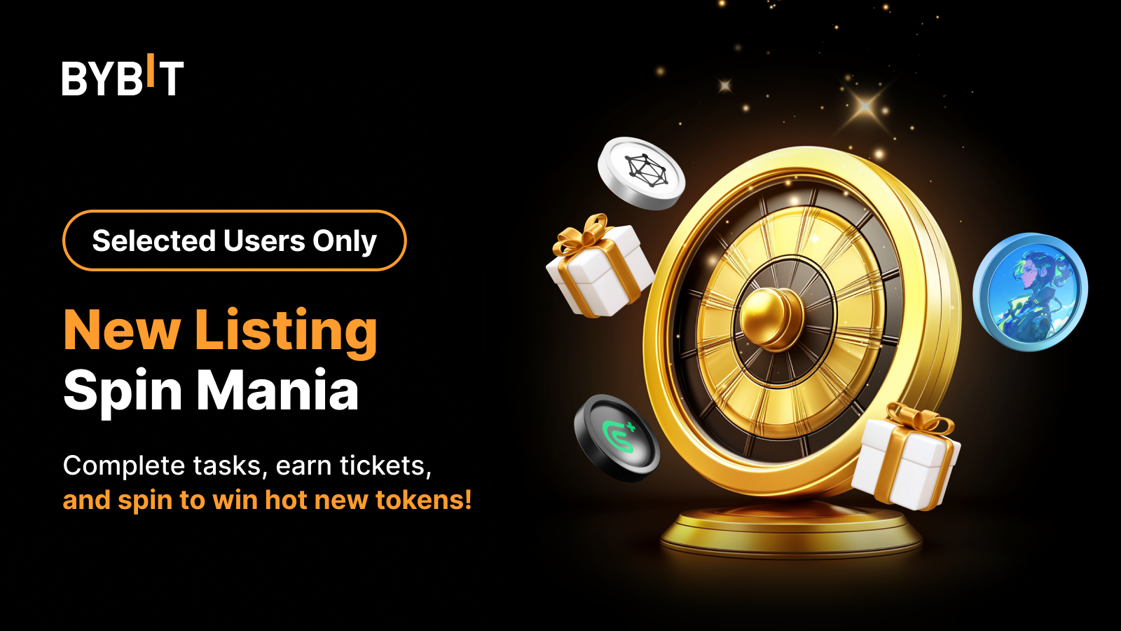 Bybit Announcement | 🌟 [Selected Users Only] New Listing Spin Mania: Spin  to Win Hot New Tokens! 🎰