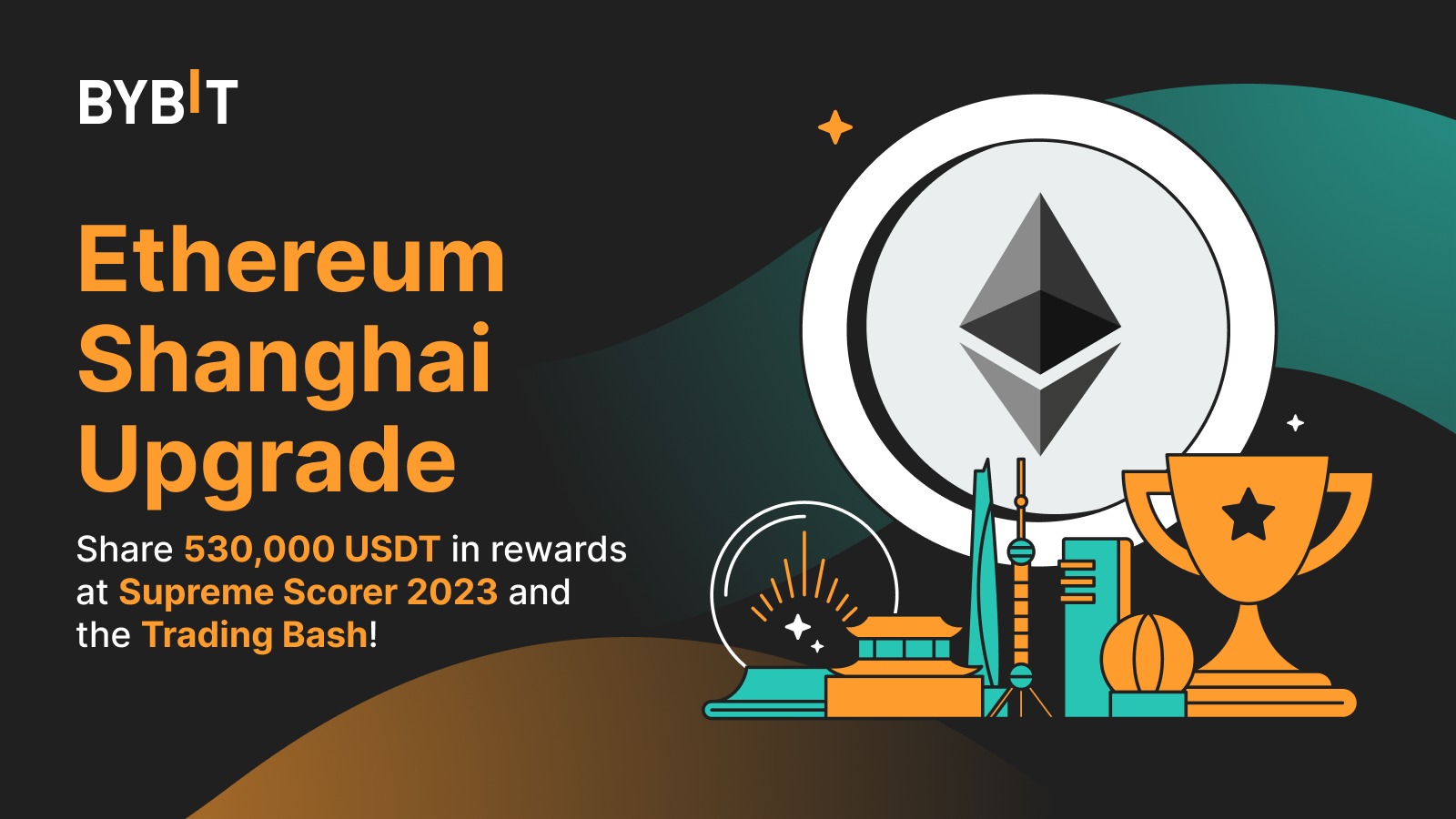 Bybit Announcement | Celebrate the Ethereum Shanghai Upgrade With a 530,000  USDT Prize Pool!