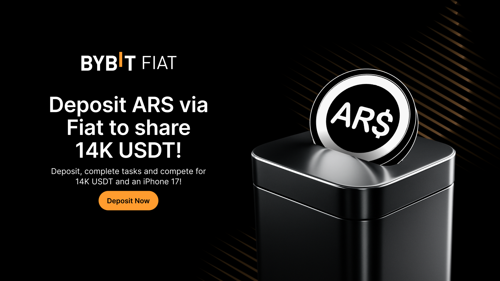Bybit Announcement | [New user exclusive] Win an iPhone 17 or a share of  14,000 USDT — Just make a Fiat deposit with ARS!