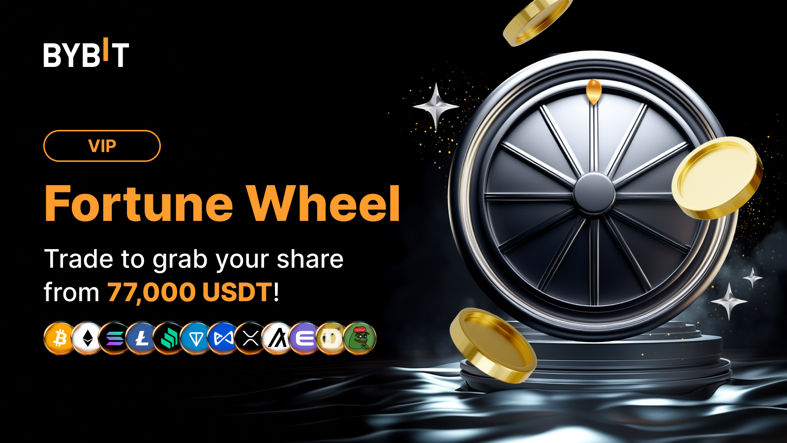 Bybit Announcement | VIP Fortune Wheel: Trade to Claim Your Share From a  77,000 USDT Prize Pool!