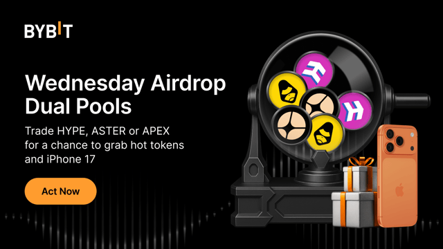 Wednesday Airdrop: Trade HYPE, ASTER or APEX for a chance to grab hot tokens and iPhone 17!
