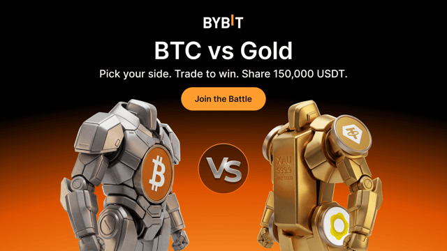 BTC vs Gold: Pick, trade and share 150,000 USDT!