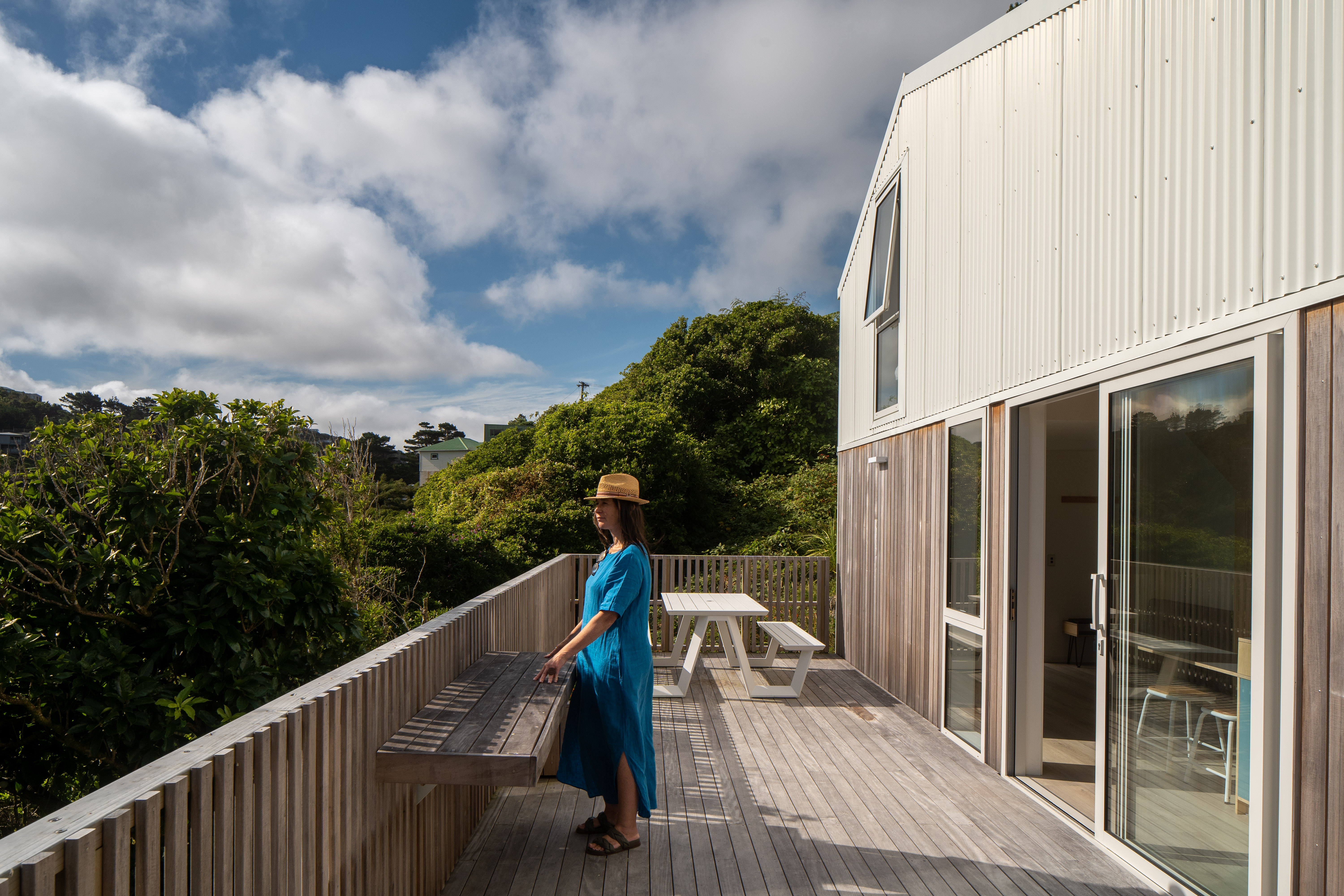 A large deck area extends the usable living space of this tiny home in Wellington by Bonnifait + Associates, the 2024 Small Home of the Year, and increases the connection with the natural environment. Image: Paul Brandon