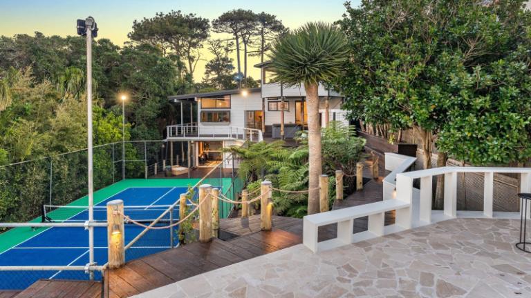 The entertaining area is inspired by the Mediterranean. Photo: NZ Sotheby’s Realty/TRADE ME