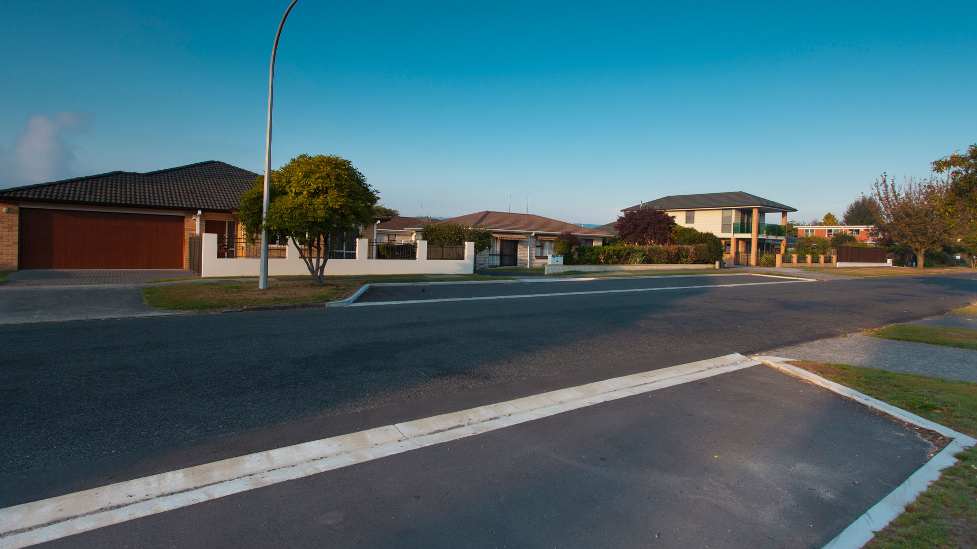 View of a street in the Christchurch suburb of Burnside.