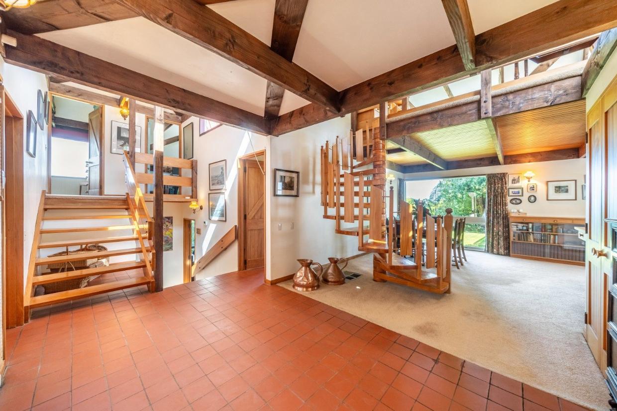 Inside view of rustic styled home.