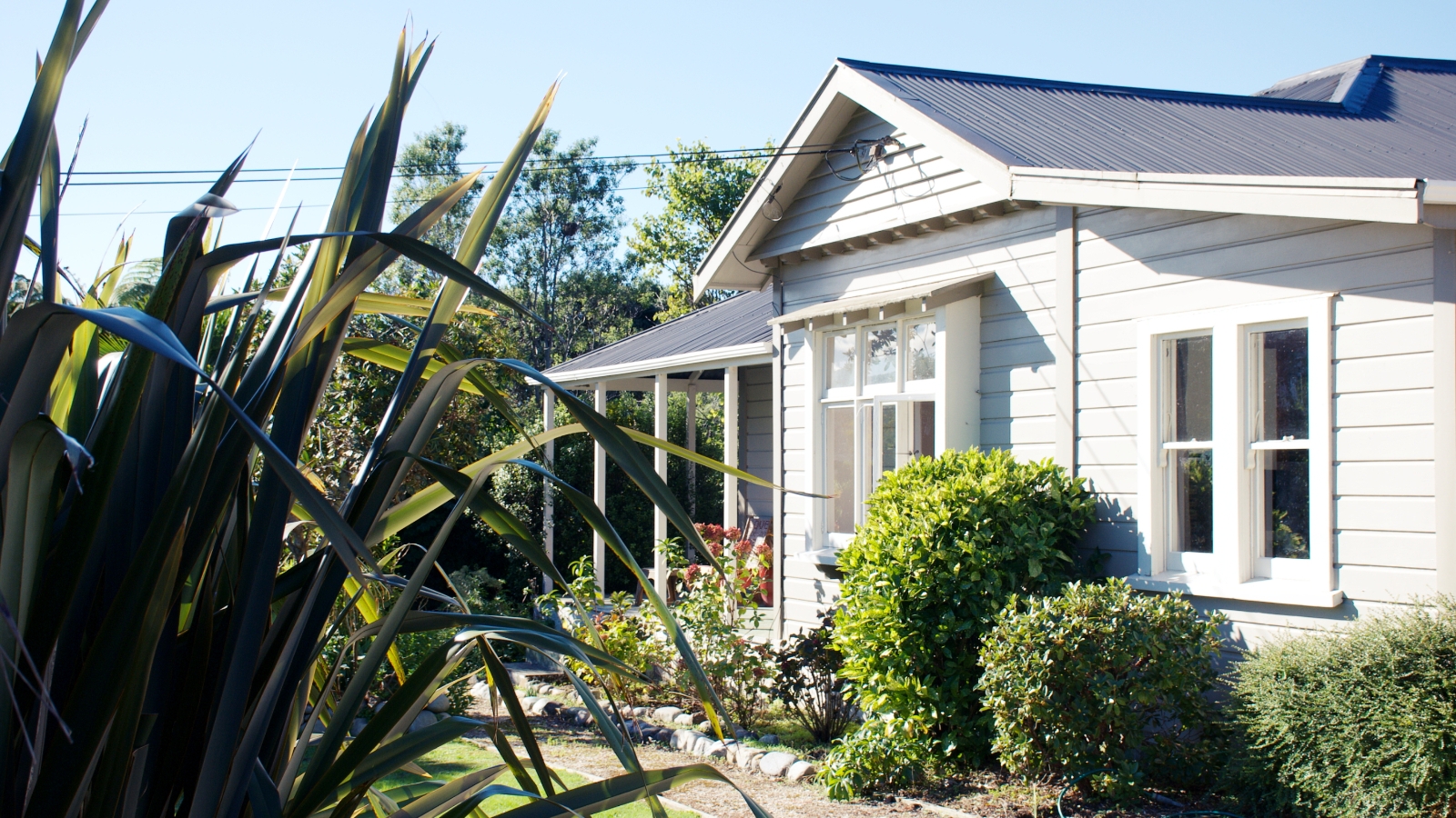 White villa blue roof