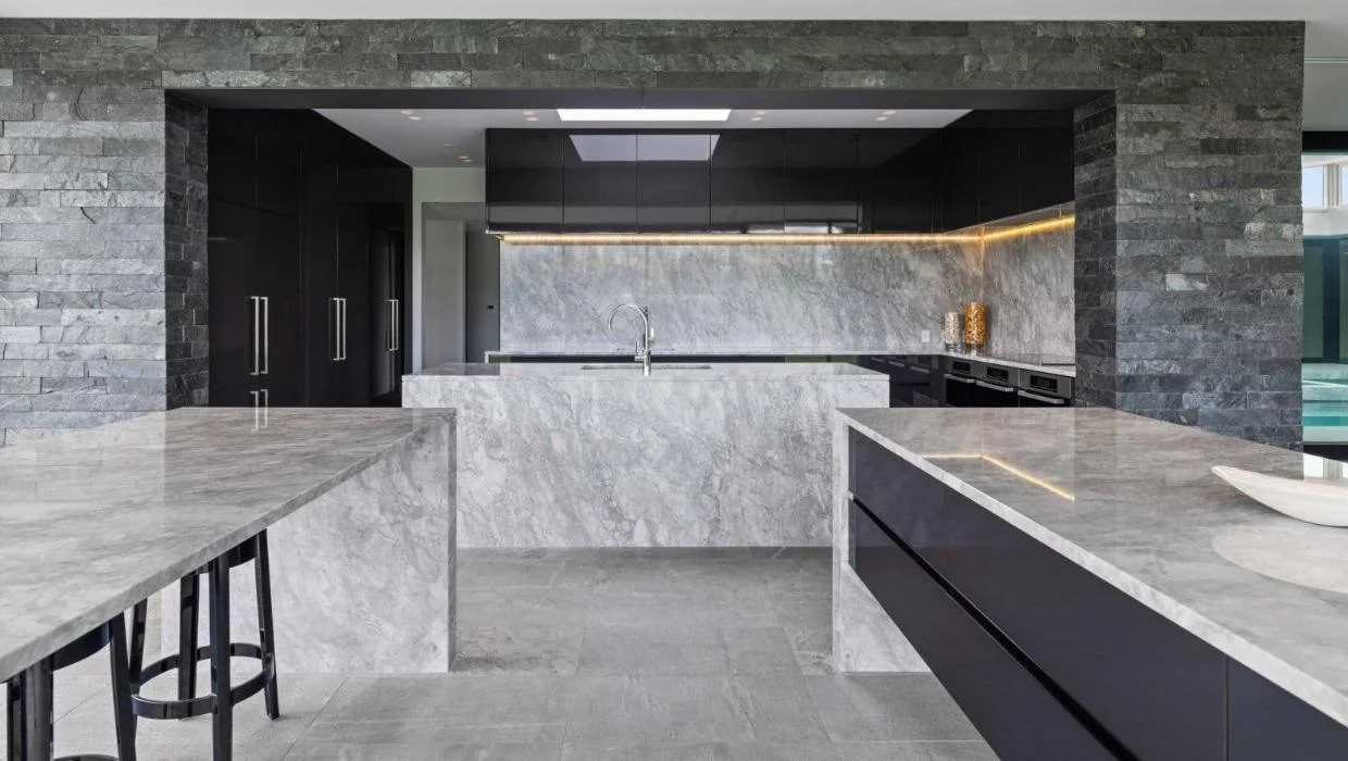 The kitchen is made from Brazilian stone and Nepalese schist.