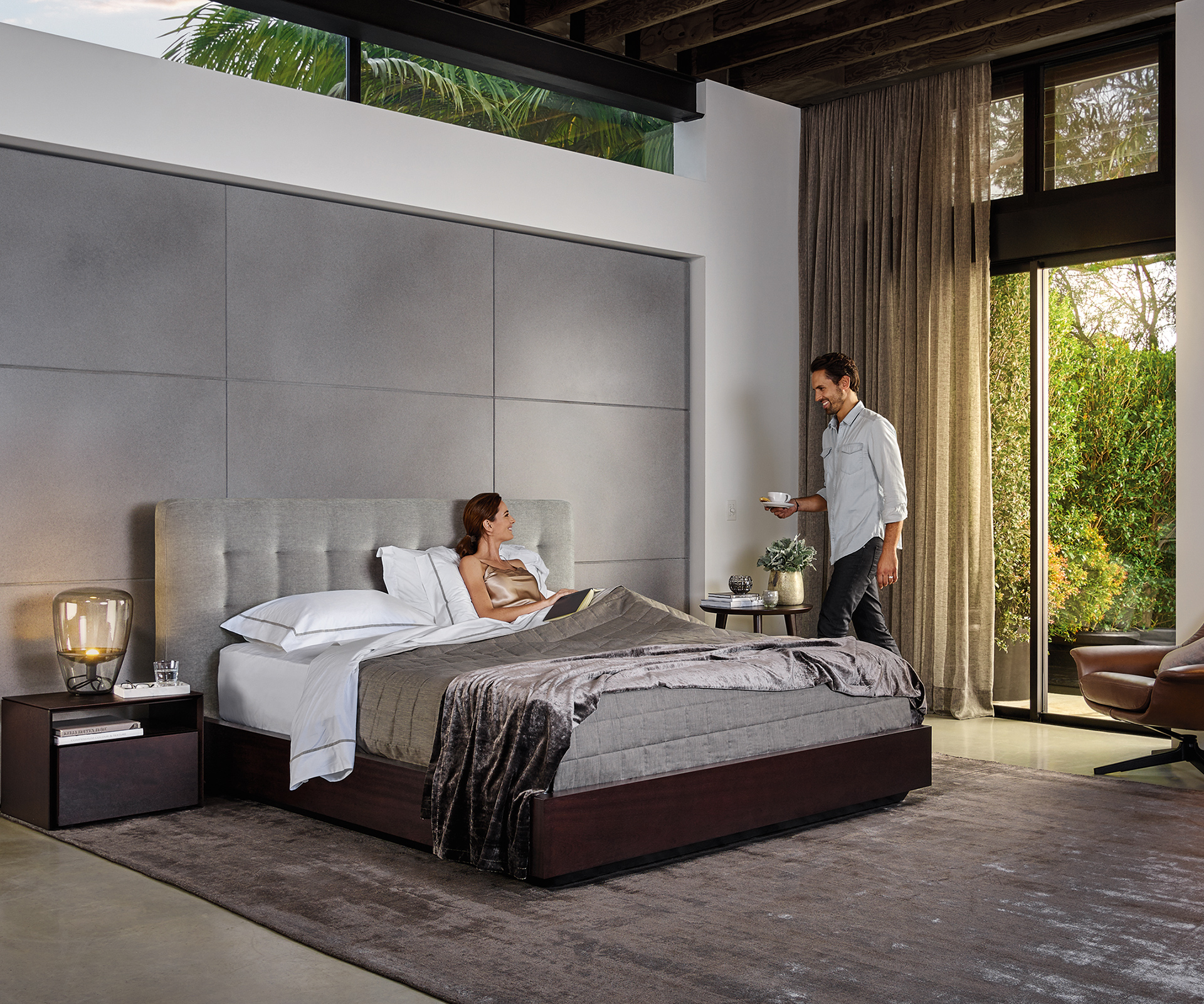 The Serenade Storage bed from King Living has discreet storage underneath its frame. Image - King Living