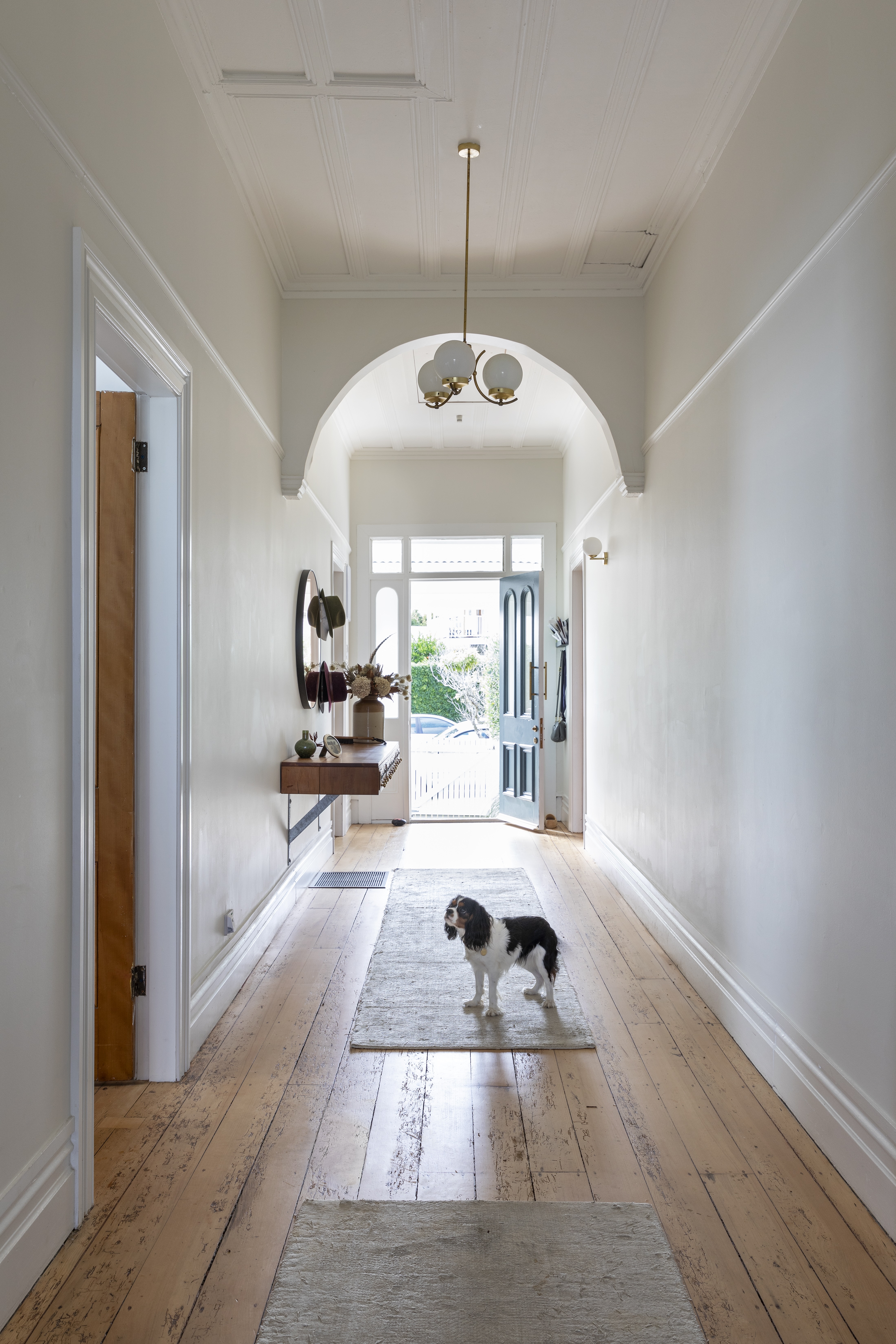 The hallway inside the home. 