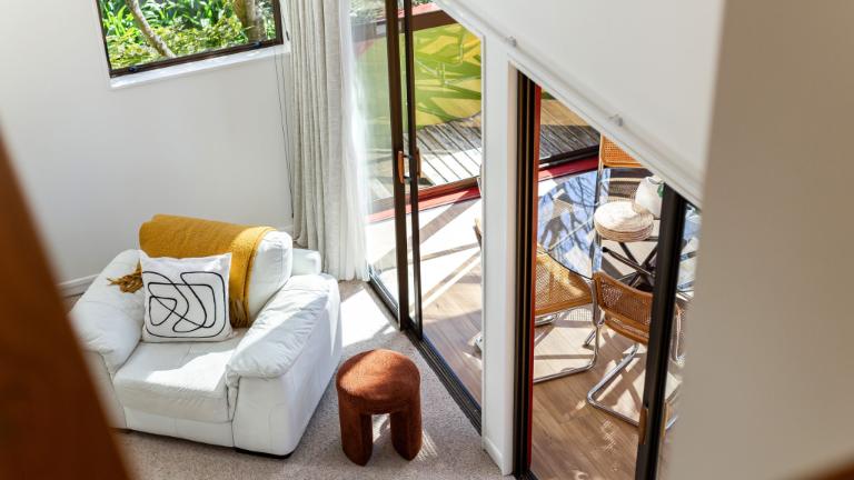 There’s a mezzanine level on the second floor that overlooks the living area. Photo: Harcourts