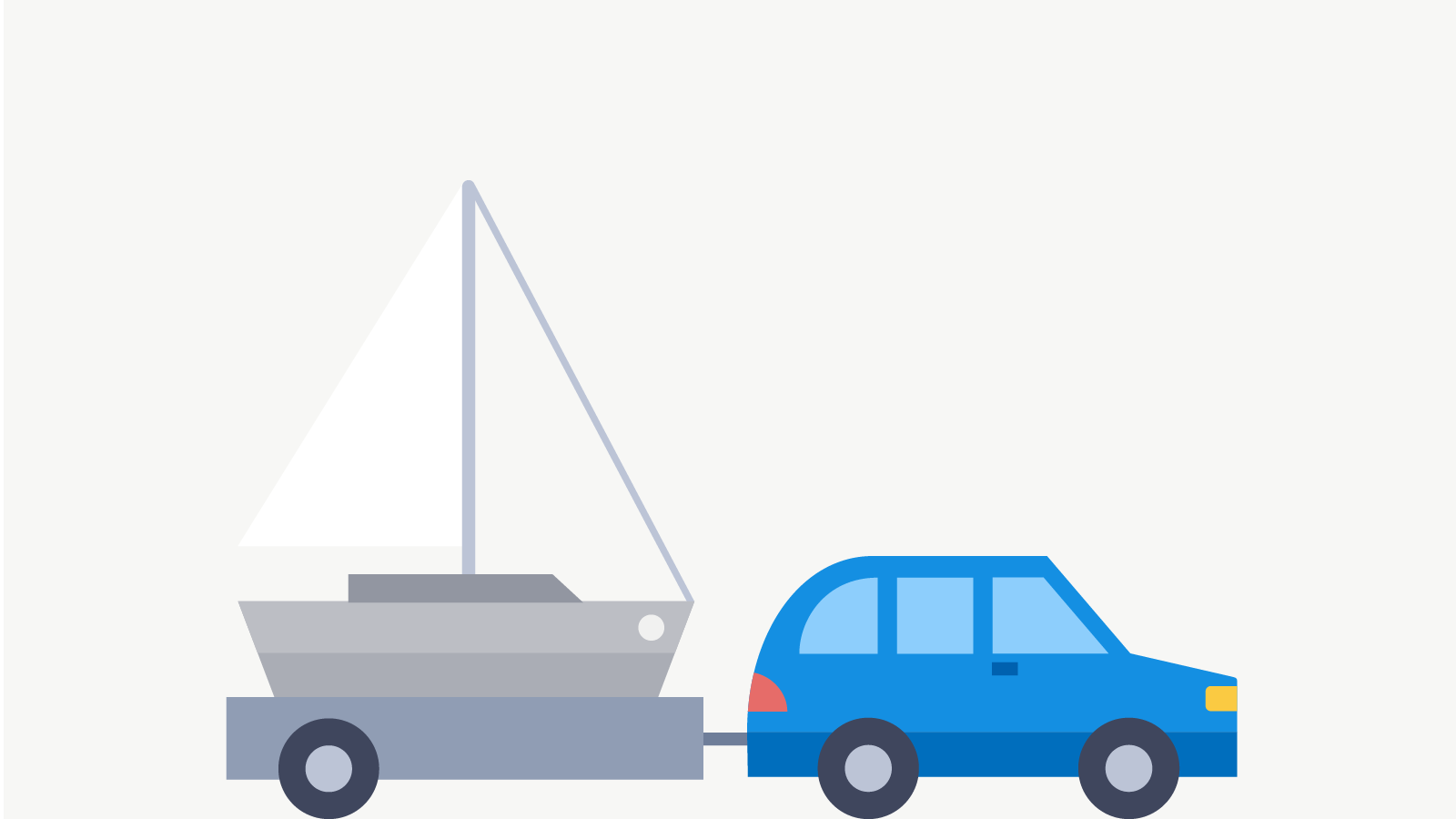 Car towing a boat